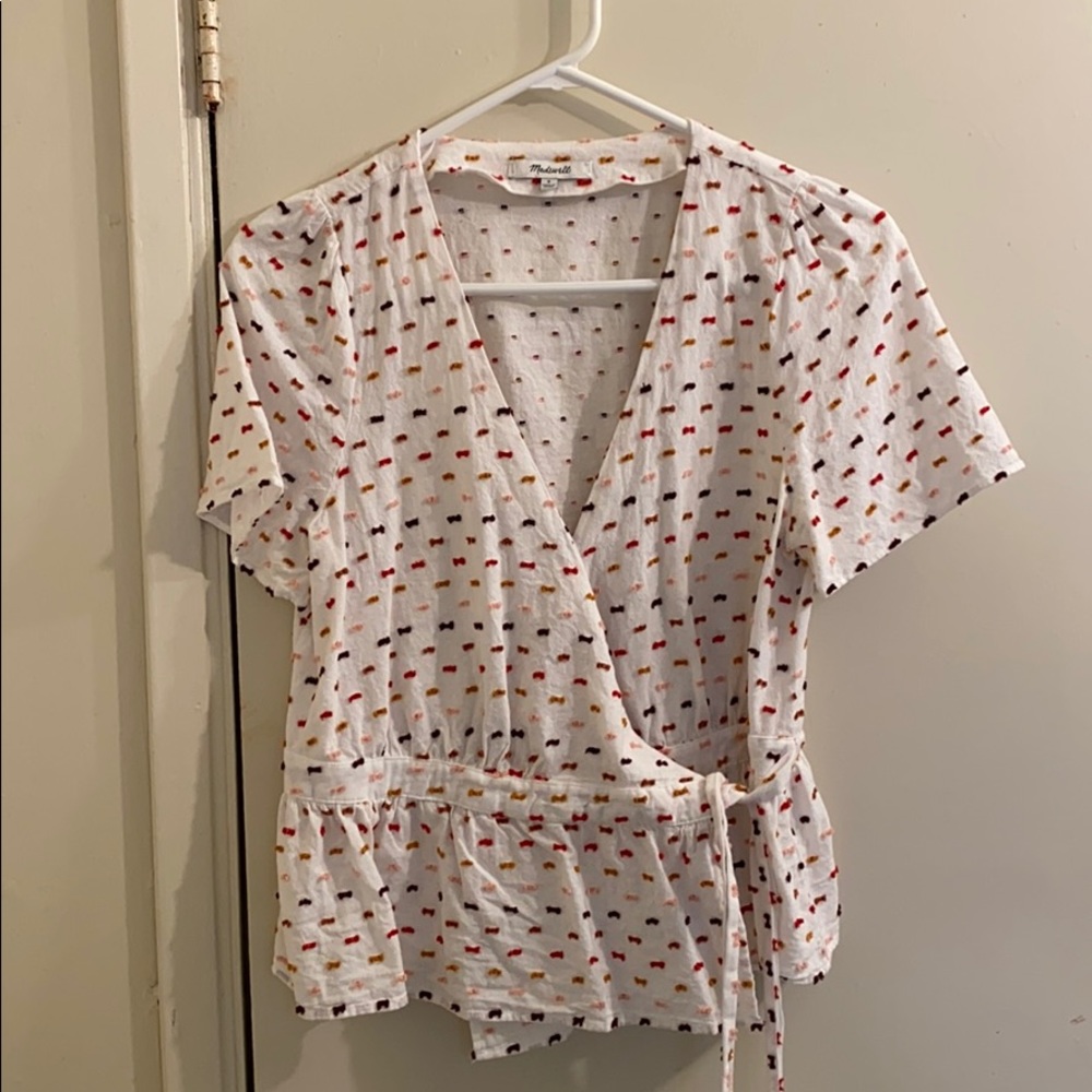Madewell clip dot short sleeve wrap blouse